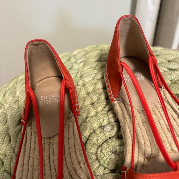 Eileen Fisher Lee Tangelo Orange Tumbled Nubuck D’Orsay Espadrille Flats NWOB - Picture 7 of 13